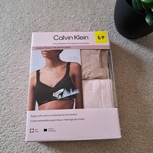 Calvin Klein 2 Pack Bralette Cotton Modal Pink Tan Size Small Bras
